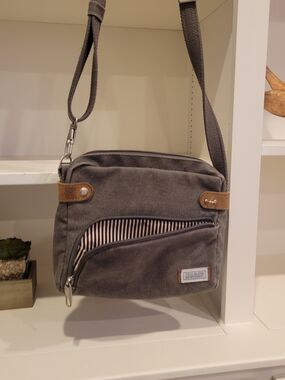 Travelon Gray Crossbody Bag with Brown Accents